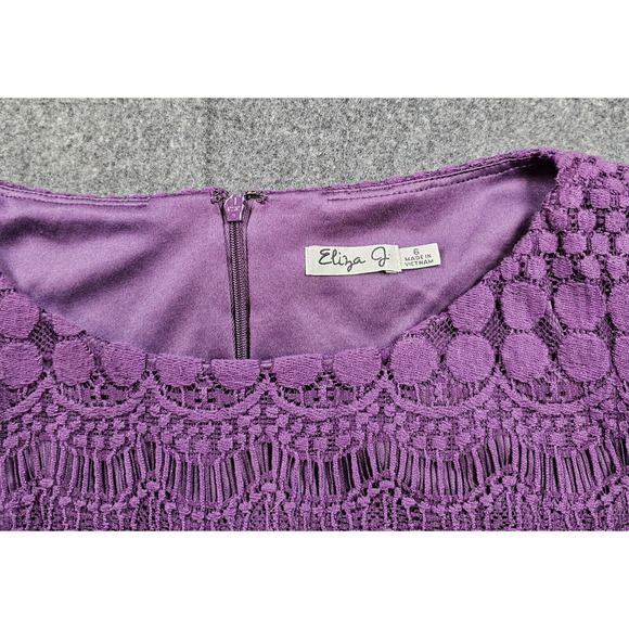 Eliza J Dress Womens Size 6 Purple Lace Work Wedding Guest Cocktail Formal Date - Picture 9 of 11